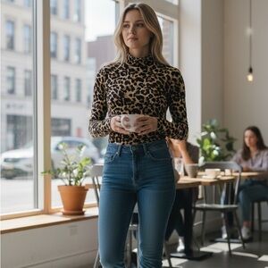Leopard Print Long Sleeve Bodysuit
